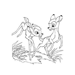 Coloriage Bambi et Féline