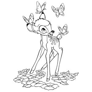 Coloriage Bambi et papillons