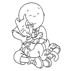 Coloriage Caillou et son chat