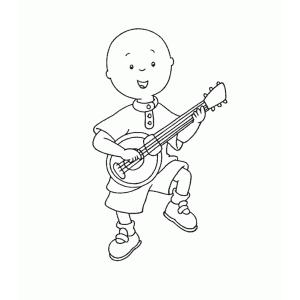 Coloriage Caillou fait de la musique