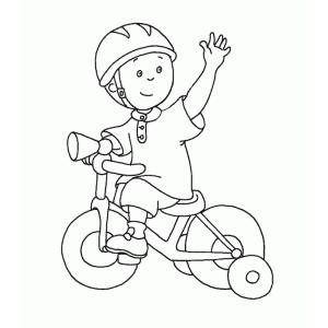 Coloriage Caillou sur son vélo 