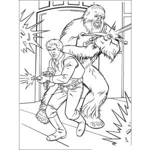 Coloriage chewbacca et Han Solo