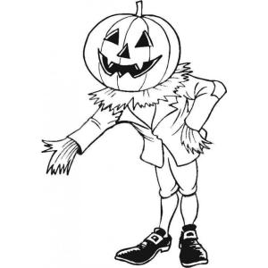 Coloriage d'un épouvantail citrouille