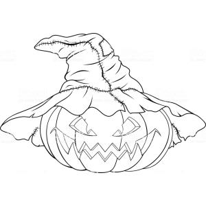 Coloriage d'une citrouille avec chapeau
