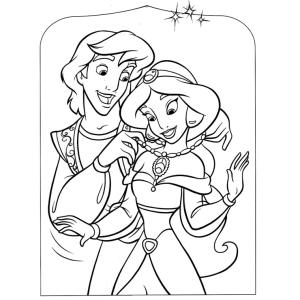 Coloriage d'Aladdin et Jasmine