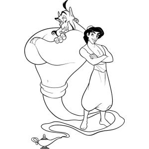 Coloriage d'Aladdin et le génie