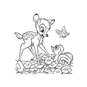 Coloriage de Bambi et Fleur