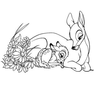 Coloriage de Bambi et sa maman
