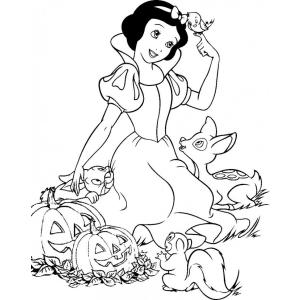 Coloriage de Blanche Neige à halloween