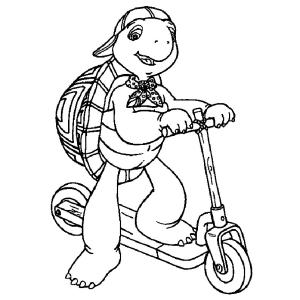 Coloriage de Franklin en trottinette