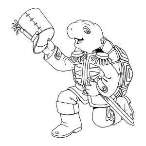 Coloriage de Franklin la tortue déguisé 