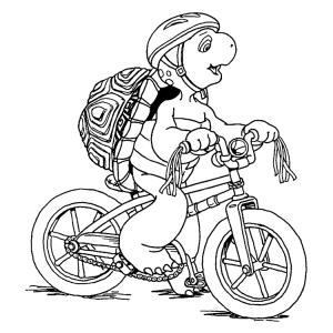 Coloriage de Franklin la tortue à vélo