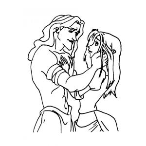 Coloriage de Jane et Tarzan amoureux