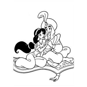 Coloriage de Jasmine et Aladdin 