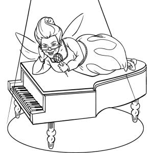 Coloriage de La Bonne Fée sur un piano