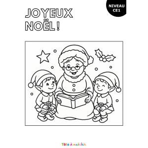 Coloriage de Noël pour les CE1 : la Mère Noël