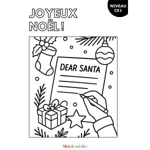 Coloriage de Noël pour les CE1 : la lettre de Noël