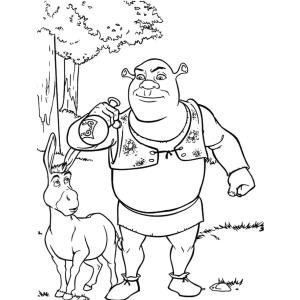 Coloriage de Shrek et l'Âne 