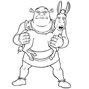 Coloriage de Shrek et l'âne 