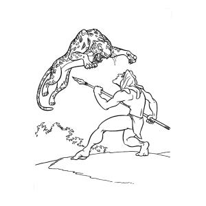 Coloriage de Tarzan et du tigre