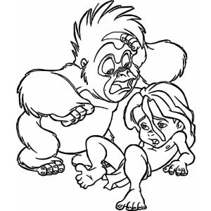 Coloriage de Terk et Tarzan enfants
