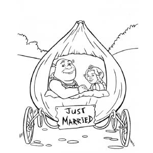 Coloriage du mariage de Shrek et Fiona 