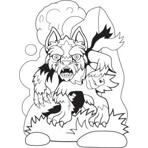Coloriage d'un loup garou asiatique
