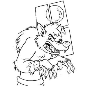 Coloriage d'un loup garou gratuit