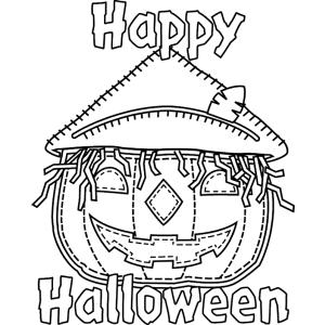 Coloriage Happy Halloween citrouille épouventail