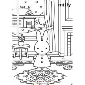 Coloriage de Miffy en hiver à imprimer