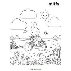 Coloriage de Miffy à vélo à imprimer