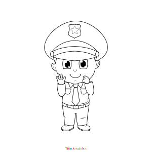 Coloriage de Policier Gentil à Imprimer