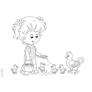 Coloriage poule : un dessin à imprimer gratuitement pour tous les petits amoureux des animaux de la ferme et de la basse cour. Page 02