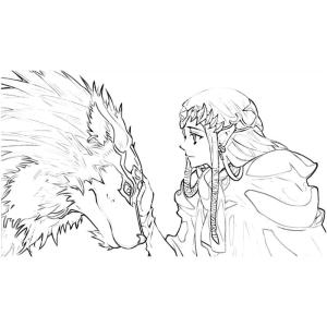 Coloriage princesse Zelda et le loup