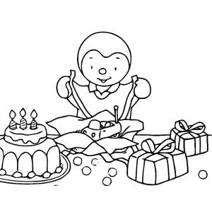 Coloriage Tchoupi anniversaire