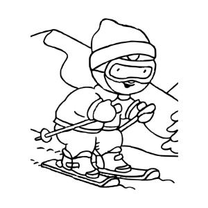 Coloriage Tchoupi au ski