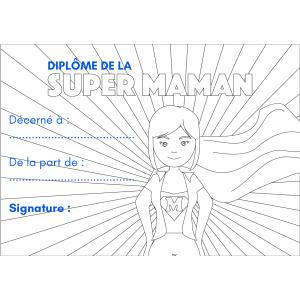 Un diplome de super maman à imprimer, compléter et à offrir à la meilleure maman pour la fete des meres. Ce super diplome  sera très beau enroulé avec un morceau de ruban comme mis dans un cadre. copi