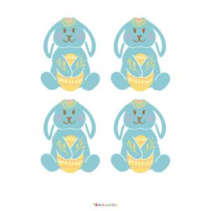 Imprimer une image de Pà¢ques : lapin de Pà¢ques bleu au gros noeud - une image de Pà¢ques à imprimer pour les décorations dans la maison