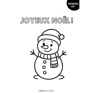 Coloriage pour les CP : le bonhomme de neige