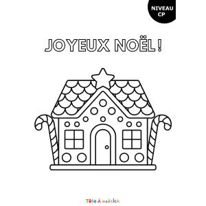 Coloriage pour les CP : le chalet de Noël