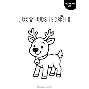 Coloriage pour les CP : le renne de Noël
