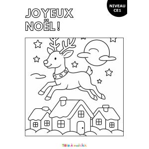 Coloriage de Noël pour les CE1 : le petit Renne de Noël