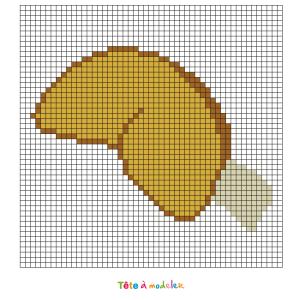 Voici un modèle de Pixel Art pour réaliser un biscuit de la chance en prenant un quadrillage afin de reproduire les carrés colorés. Pixel Art parfait pour le Nouvel An Chinois. Vous pourrez alors avoi