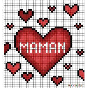 Comment faire un cadeau pour la Fête des mères en Pixel Art ? Découvrez notre modèle simple qui vous permettra de créer facilement des coeurs pour maman en Pixel Art. Il vous suffira de prendre du pap