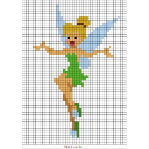 Réaliser la fée Clochette en Pixel Art en prenant un quadrillage afin de reproduire les carrés colorés. Vous pourrez alors avoir une superbe fée clochette qui vous permettra de réaliser tous les voeux