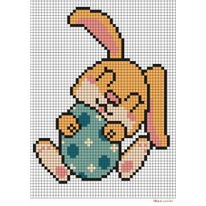 Ce modèle de Pixel Art vous permettra de réaliser un petit lapin de Pâques. Il vous suffira de prendre une feuille quadrillée ou d'imprimer notre grille afin de pouvoir reproduire chaque carré coloré.