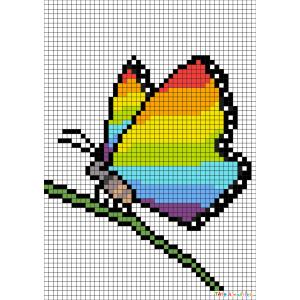 Comment faire un pixel art de papillon? Il suffit de suivre notre modèle afin de réaliser chaque carré. Petit à petit vous arriverez à réaliser ce ce joli papillon multicolore parfait pour le Printemp