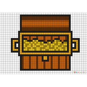 Réaliser ce beau Pixel Art afin de trouver le plus beau trésor de Pirate en prenant un quadrillage afin de reproduire les carrés colorés. C'est simple à faire et très drôle pour les enfant.