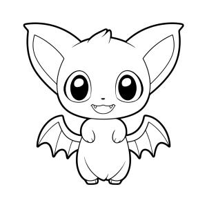 Coloriage d'une chauve souris rigolote à imprimer avec Tête à modeler