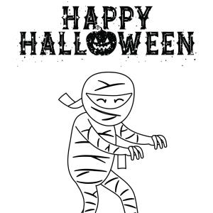 Coloriage Happy Halloween avec momie